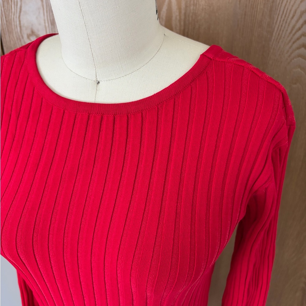 FARM Rio Ribbed Long-Sleeve Maxi Dress in Red - Picture 2 of 10